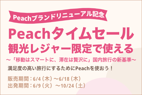 Peachで行く国内ツアー　タイムセール