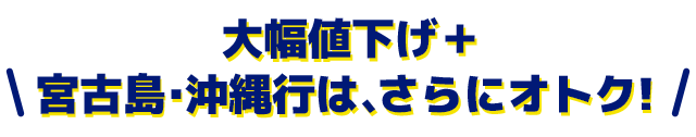 大幅値下げ＋宮古島・沖縄行は、さらにオトク